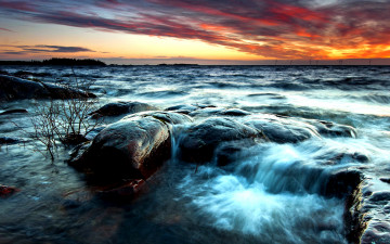 Картинка природа побережье океан закат тучи кани