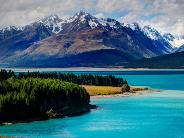 Обои картинки фото lake, tekapo, new, zealand, природа, реки, озера, деревья, лес, горы, новая, зеландия, озеро, текапо