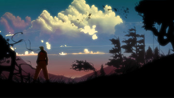 Картинка аниме naruto пейзаж облака парень