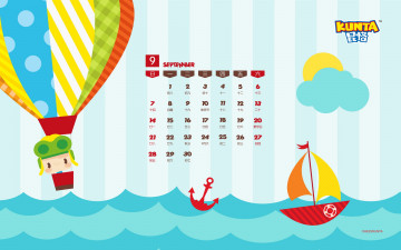 обоя календари, рисованные,  векторная графика, море, якорь, парусник, шар