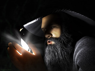 Картинка 3д+графика фантазия+ fantasy мужчина свет шляпа борода