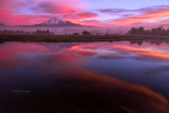 Картинка природа реки озера облака вулкан адамс сша штат вашингтон утро озеро осень отражения гора пахто