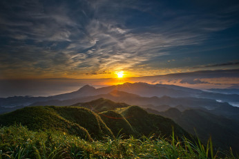 Картинка природа восходы закаты облака солнце вид горы