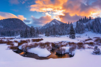 Картинка природа зима ручей снег горы штат юта сша
