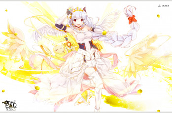 Картинка аниме ангелы +демоны фон heco крылья коса корона взгляд mama арт девушка