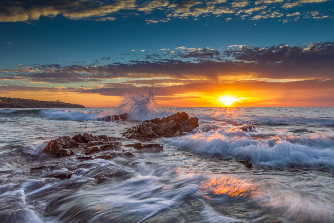 Обои картинки фото природа, восходы, закаты, заря, горизонт, океан