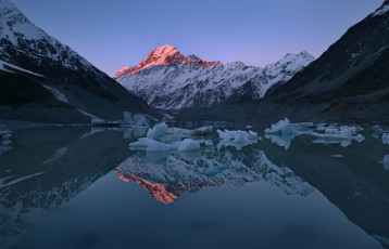 Картинка природа реки озера высочайшая точка новой зеландии гора кука новая зеландия южные альпы горы отражения лёд озеро пики свет остров южный