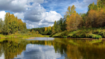 Картинка природа реки озера река лес облака