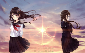 Картинка календари аниме 2018 двое взгляд девушка