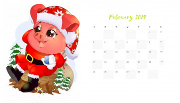 обоя календари, праздники,  салюты, свинья, елка, поросенок, шапка
