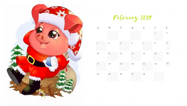 Обои картинки фото календари, праздники,  салюты, свинья, елка, поросенок, шапка