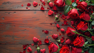 Картинка праздничные день+святого+валентина +сердечки +любовь любовь праздник сердце доски розы букет сердца сердечки