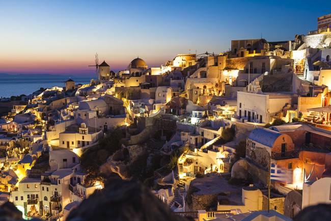 Обои картинки фото oia, santorini, greece, города, санторини, греция, здания, ночной, город