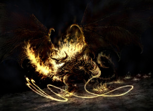 Картинка фэнтези демоны демон крылья огонь