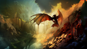 Картинка фэнтези драконы полет
