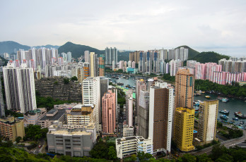 Картинка города гонконг+ китай мегаполис небоскребы дома гон-конг