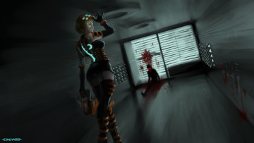 Картинка фэнтези девушки девушка оружие комната кровь парень взгляд убийство