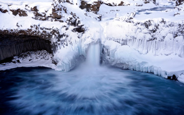 Картинка природа водопады зима замерзший поток