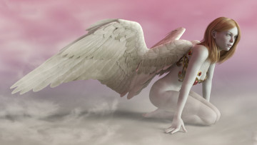 Картинка 3д+графика ангел+ angel крылья фон девушка