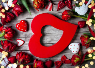 Картинка праздничные день+святого+валентина +сердечки +любовь тюльпаны бутоны сердце сердечки