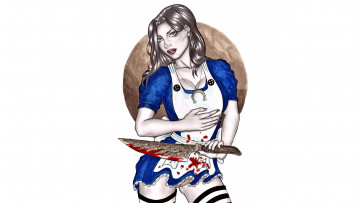 Картинка рисованное комиксы девушка фон взгляд нож