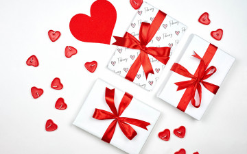 Картинка праздничные день+святого+валентина +сердечки +любовь свечи сердечки подарки ленты банты