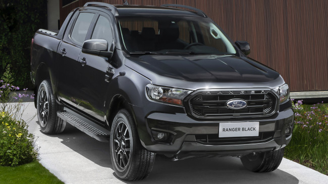 Обои картинки фото ford ranger black double cab , br,  2021, автомобили, ford, ranger, black, double, cab, 2021