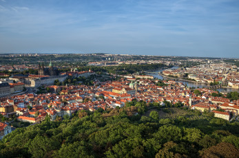 Картинка города прага Чехия панорама река крыши собор