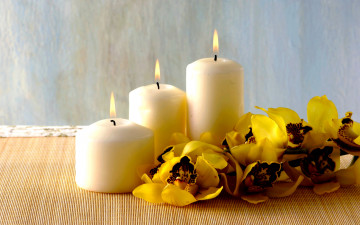 обоя разное, свечи, огоньки, орхидея