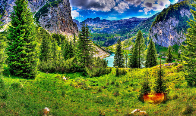 Обои картинки фото словения, kobarid, природа, пейзажи, горы, озеро, пейзаж