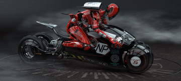 Картинка luigi+memola 3д+графика fantasy+ фантазия гонщик робот luigi memola мотоцикл