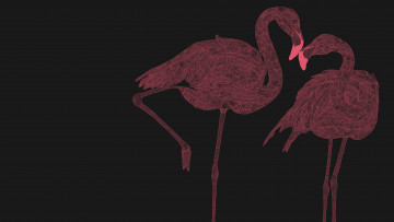 Картинка рисованные животные +птицы +фламинго фон фламинго