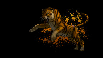 обоя тигр, рисованные, животные,  тигры, tiger