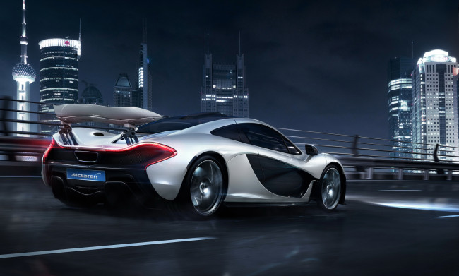 Обои картинки фото 2014 mc laren p1, автомобили, mclaren, ночь, серебристый, mc, laren