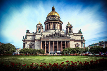 обоя st,  isaac`s cathedral - st,  petersburg, города, санкт-петербург,  петергоф , россия, собор, газон, площадь