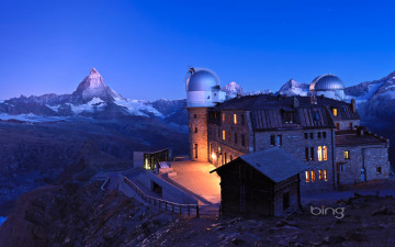 Картинка города -+здания +дома kulm hotel zermatt switzerland швейцария небо горы метеостанция обсерватория