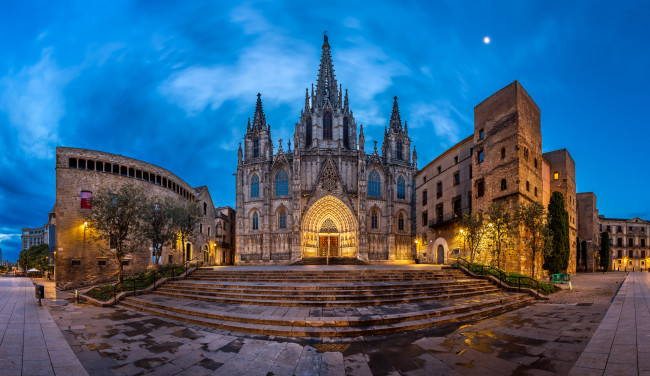 Обои картинки фото barcelona,  catalonia, города, барселона , испания, площадь, собор