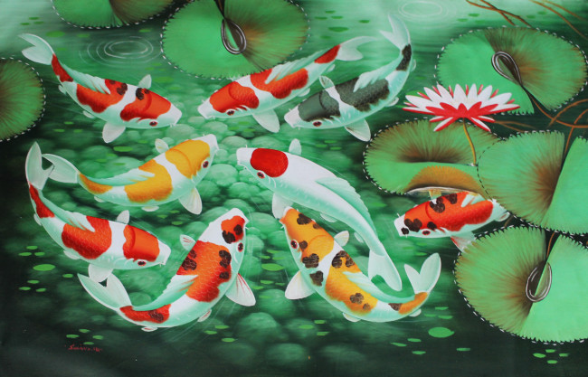 Обои картинки фото рисованное, животные,  рыбы, рыбки, вода