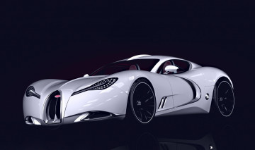 Картинка bugatti+gangloff+concept+2013 автомобили 3д чёрный фон белый supercar car 2013 concept gangloff bugatti