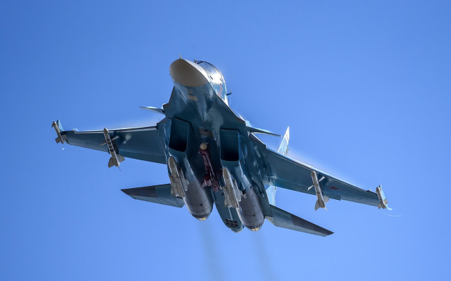 Обои картинки фото su-34, авиация, боевые самолёты, бомбардировщик