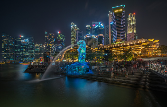 Обои картинки фото singapore, города, сингапур , сингапур, огни, ночь