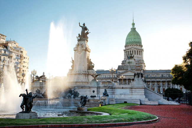 Обои картинки фото города, буэнос-айрес , аргентина, собор, фонтан