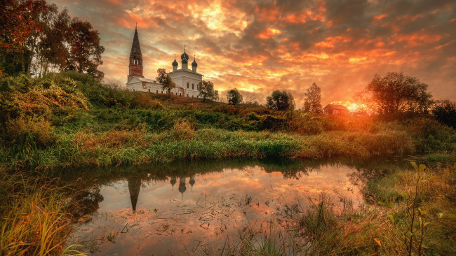 Обои картинки фото города, - православные церкви,  монастыри, село, осенево, ярославская, область
