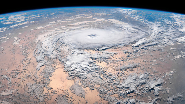 Обои картинки фото космос, земля, ураган, из, космоса