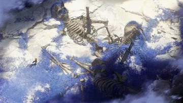 Картинка аниме оружие +техника +технологии человек скелет великан цветы