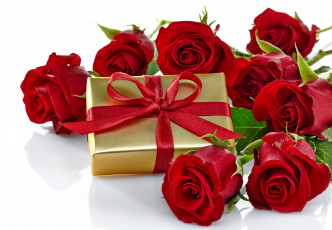 обоя праздничные, подарки и коробочки, розы, подарок