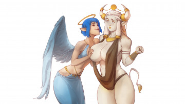 Картинка аниме ангелы +демоны красивая девушка