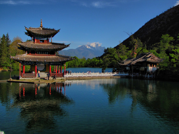 Обои картинки фото black, dragon, pool, lijiang, yunnan, province, china, города, буддистские, другие, храмы