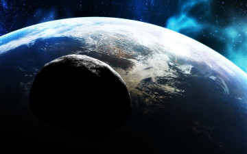 Картинка космос арт планета поверхность атмосфера астероид звезды