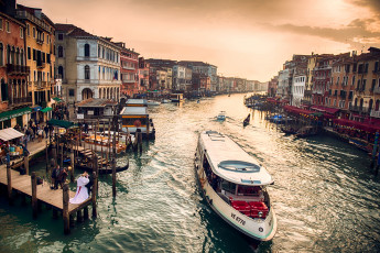 Картинка города венеция италия дома катер канал
